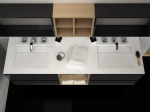 Plan vasque Design, fabrication sur mesure, Largeur 120 à 200 cm x Profondeur 40 à 60 cm, résine minérale ACRYSTONE® SOLID-SURFACE Finition lisse blanc mate, Livraison Offerte et Rapide.
